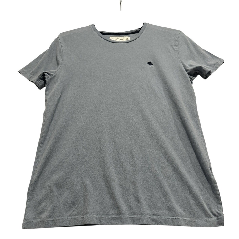 Abercrombie Fitch Soft A&F T Gray Embroidered Moose Logo Shrt Slve Crew Neck XS